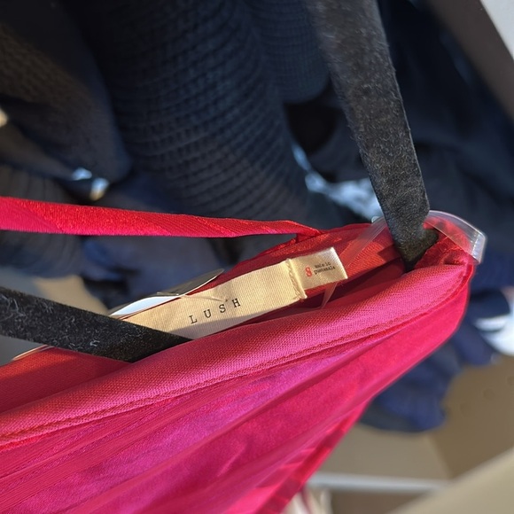 Lush fushia long sleeve v neck elastic waistband tie back blouse size S NWT - Picture 2 of 3